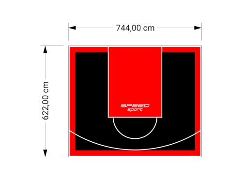 46M2/622X744CM CZARNO-CZERWONE BOISKO DO KOSZYKÓWKI SPEEDSPORT HEXA POWER PRO