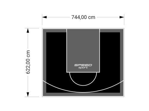 46M2/622X744CM CZARNO-GRAFITOWE BOISKO DO KOSZYKÓWKI SPEEDSPORT HEXA POWER PRO