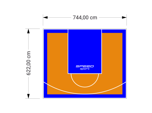 46M2/622X744CM POMARAŃCZOWO-NIEBIESKIE BOISKO DO KOSZYKÓWKI SPEEDSPORT HEXA POWER PRO