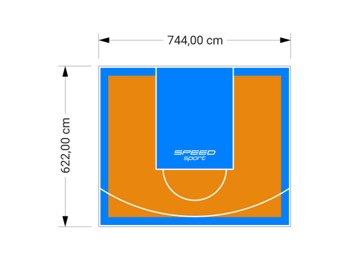 46M2/622X744CM POMARAŃCZOWO-BŁĘKITNE BOISKO DO KOSZYKÓWKI SPEEDSPORT HEXA POWER PRO