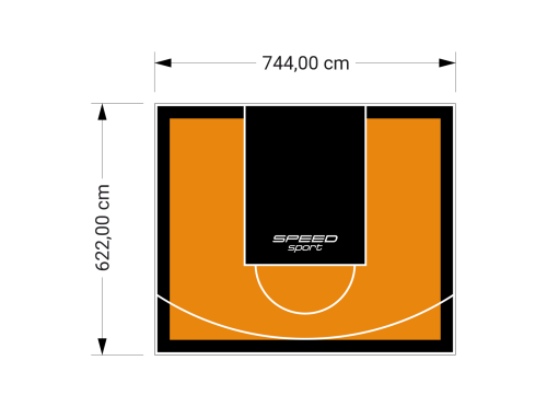 46M2/622X744CM POMARAŃCZOWO-CZARNE BOISKO DO KOSZYKÓWKI SPEEDSPORT HEXA POWER PRO
