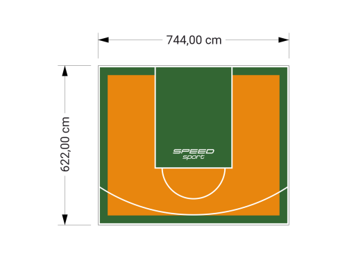 46M2/622X744CM POMARAŃCZOWO-ZIELONE BOISKO DO KOSZYKÓWKI SPEEDSPORT HEXA POWER PRO