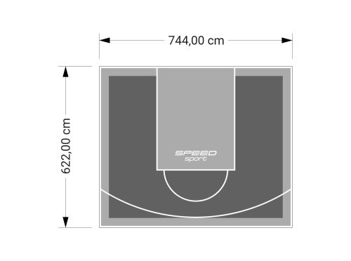 46M2/622X744CM GRAFITOWO-SZARE BOISKO DO KOSZYKÓWKI SPEEDSPORT HEXA POWER PRO