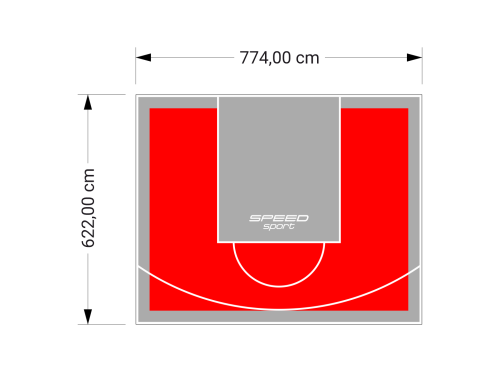 48M2/622X774CM CZERWONO-SZARE BOISKO DO KOSZYKÓWKI SPEEDSPORT HEXA POWER PRO