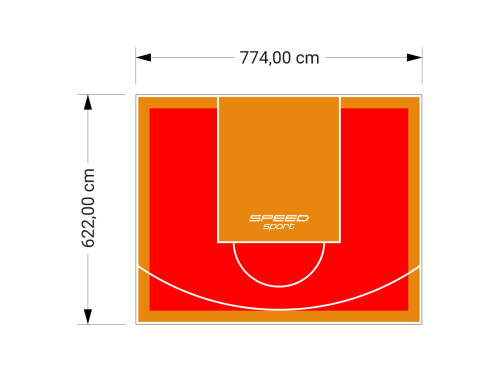 48M2/622X774CM CZERWONO-POMARAŃCZOWE BOISKO DO KOSZYKÓWKI SPEEDSPORT HEXA POWER PRO