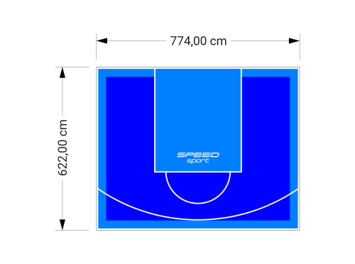 48M2/622X774CM NIEBIESKO-BŁĘKITNE BOISKO DO KOSZYKÓWKI SPEEDSPORT HEXA POWER PRO
