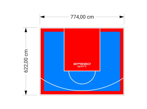 48M2/622X774CM BŁĘKITNO-CZERWONE BOISKO DO KOSZYKÓWKI SPEEDSPORT HEXA POWER PRO