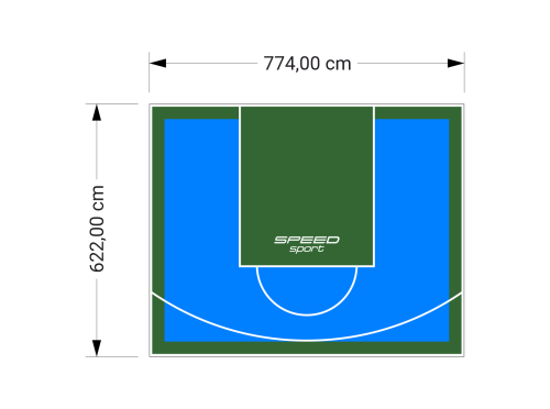 48M2/622X774CM BŁĘKITNO-ZIELONE BOISKO DO KOSZYKÓWKI SPEEDSPORT HEXA POWER PRO