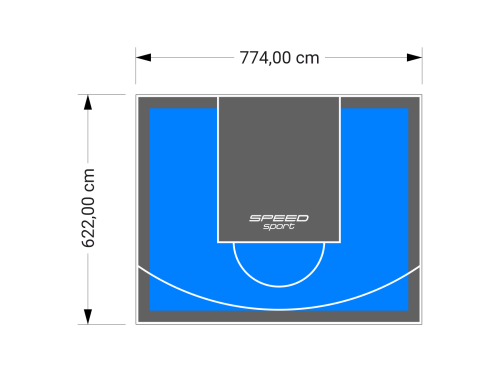 48M2/622X774CM BŁĘKITNO-GRAFITOWE BOISKO DO KOSZYKÓWKI SPEEDSPORT HEXA POWER PRO