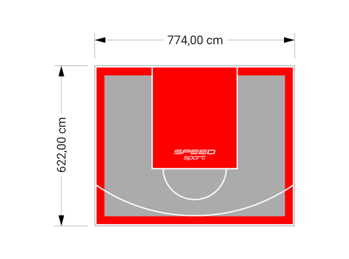 48M2/622X774CM SZARO-CZERWONE BOISKO DO KOSZYKÓWKI SPEEDSPORT HEXA POWER PRO
