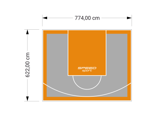 48M2/622X774CM SZARO-POMARAŃCZOWE BOISKO DO KOSZYKÓWKI SPEEDSPORT HEXA POWER PRO