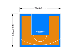 48M2/622X774CM POMARAŃCZOWO-BŁĘKITNE BOISKO DO KOSZYKÓWKI SPEEDSPORT HEXA POWER PRO