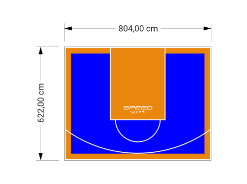 50M2/622X804CM NIEBIESKO-POMARAŃCZOWE BOISKO DO KOSZYKÓWKI SPEEDSPORT HEXA POWER PRO
