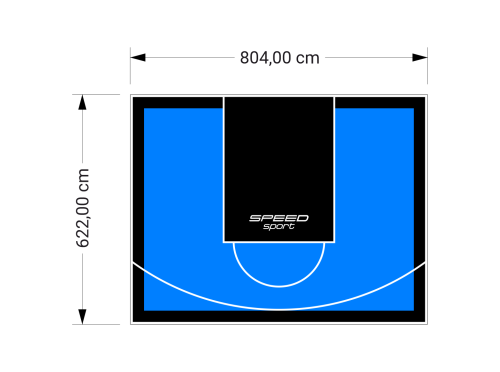 50M2/622X804CM BŁĘKITNO-CZARNE BOISKO DO KOSZYKÓWKI SPEEDSPORT HEXA POWER PRO