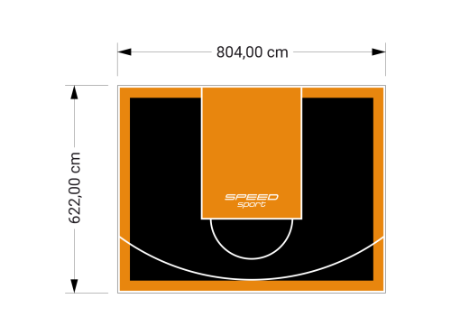 50M2/622X804CM CZARNO-POMARAŃCZOWE BOISKO DO KOSZYKÓWKI SPEEDSPORT HEXA POWER PRO