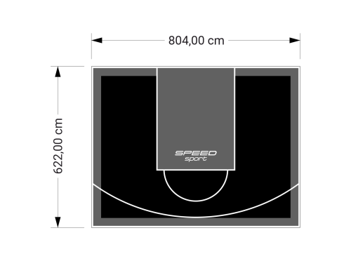 50M2/622X804CM CZARNO-GRAFITOWE BOISKO DO KOSZYKÓWKI SPEEDSPORT HEXA POWER PRO