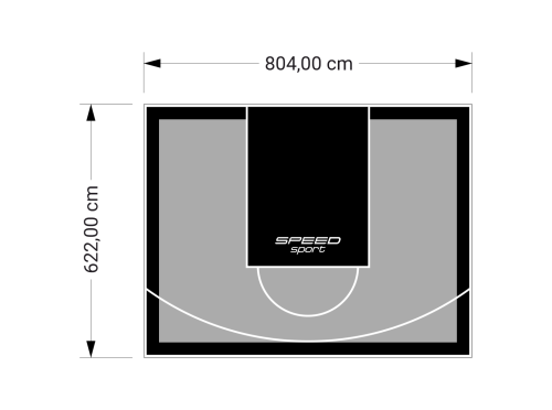 50M2/622X804CM SZARO-CZARNE BOISKO DO KOSZYKÓWKI SPEEDSPORT HEXA POWER PRO