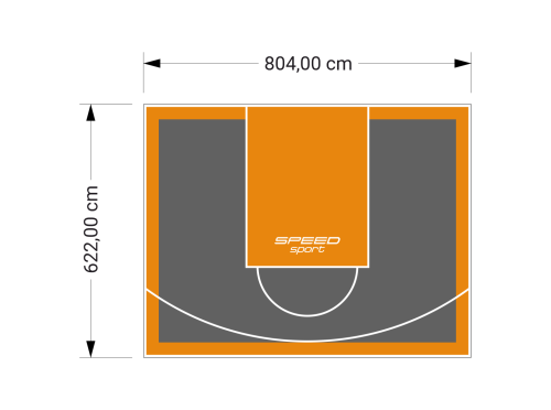 50M2/622X804CM GRAFITOWO-POMARAŃCZOWE BOISKO DO KOSZYKÓWKI SPEEDSPORT HEXA POWER PRO