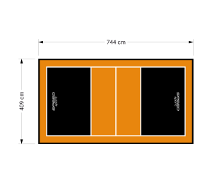 30M2/744X409CM CZARNO-POMARAŃCZOWE BOISKO DO SIATKÓWKI SPEEDSPORT HEXA POWER PRO