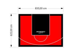 52M2/622X835CM CZERWONO-CZARNE BOISKO DO KOSZYKÓWKI SPEEDSPORT HEXA POWER PRO