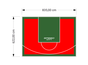 52M2/622X835CM CZERWONO-ZIELONE BOISKO DO KOSZYKÓWKI SPEEDSPORT HEXA POWER PRO