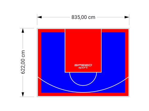 52M2/622X835CM NIEBIESKO-CZERWONE BOISKO DO KOSZYKÓWKI SPEEDSPORT HEXA POWER PRO