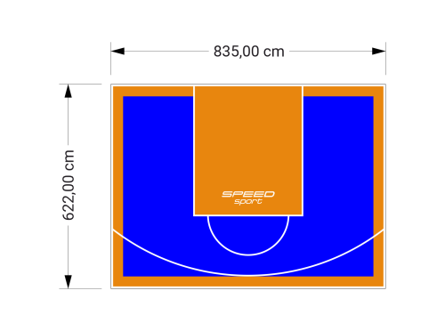52M2/622X835CM NIEBIESKO-POMARAŃCZOWE BOISKO DO KOSZYKÓWKI SPEEDSPORT HEXA POWER PRO
