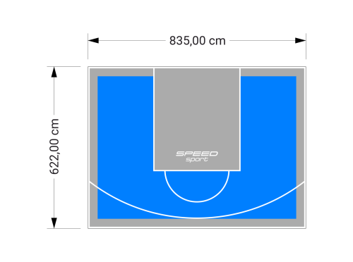 52M2/622X835CM BŁĘKITNO-SZARE BOISKO DO KOSZYKÓWKI SPEEDSPORT HEXA POWER PRO