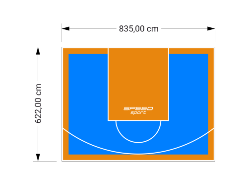 52M2/622X835CM BŁĘKITNO-POMARAŃCZOWE BOISKO DO KOSZYKÓWKI SPEEDSPORT HEXA POWER PRO