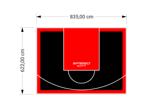 52M2/622X835CM CZARNO-CZERWONE BOISKO DO KOSZYKÓWKI SPEEDSPORT HEXA POWER PRO