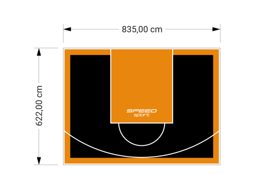 52M2/622X835CM CZARNO-POMARAŃCZOWE BOISKO DO KOSZYKÓWKI SPEEDSPORT HEXA POWER PRO