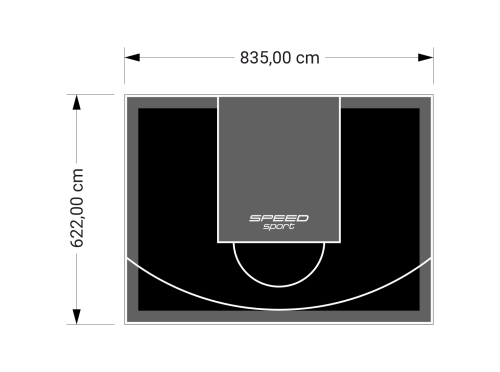 52M2/622X835CM CZARNO-GRAFITOWE BOISKO DO KOSZYKÓWKI SPEEDSPORT HEXA POWER PRO