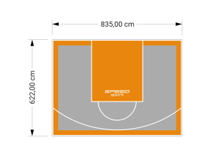 52M2/622X835CM SZARO-POMARAŃCZOWE BOISKO DO KOSZYKÓWKI SPEEDSPORT HEXA POWER PRO