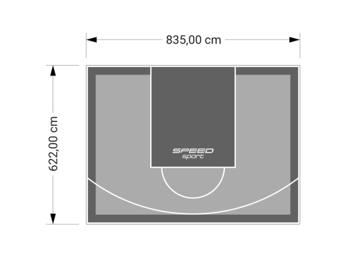 52M2/622X835CM SZARO-GRAFITOWE BOISKO DO KOSZYKÓWKI SPEEDSPORT HEXA POWER PRO
