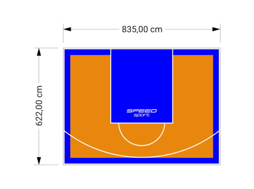 52M2/622X835CM POMARAŃCZOWO-NIEBIESKIE BOISKO DO KOSZYKÓWKI SPEEDSPORT HEXA POWER PRO
