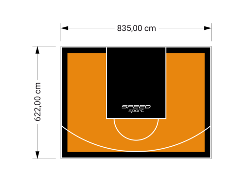 52M2/622X835CM POMARAŃCZOWO-CZARNE BOISKO DO KOSZYKÓWKI SPEEDSPORT HEXA POWER PRO