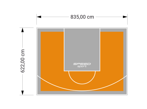 52M2/622X835CM POMARAŃCZOWO-SZARE BOISKO DO KOSZYKÓWKI SPEEDSPORT HEXA POWER PRO