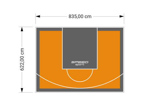 52M2/622X835CM POMARAŃCZOWO-GRAFITOWE BOISKO DO KOSZYKÓWKI SPEEDSPORT HEXA POWER PRO