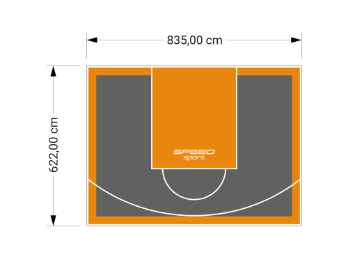 52M2/622X835CM GRAFITOWO-POMARAŃCZOWE BOISKO DO KOSZYKÓWKI SPEEDSPORT HEXA POWER PRO