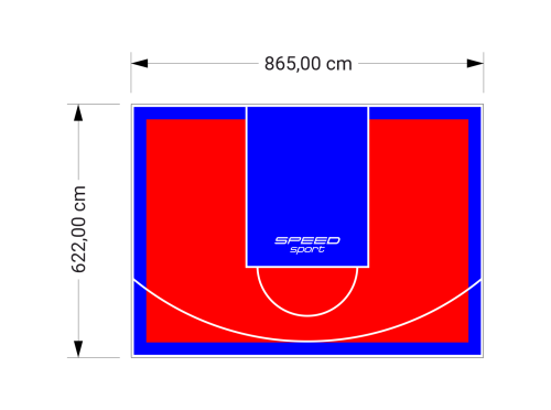 54M2/622X865CM CZERWONO-NIEBIESKIE BOISKO DO KOSZYKÓWKI SPEEDSPORT HEXA POWER PRO