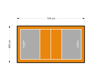 30M2/744X409CM SZARO-POMARAŃCZOWE BOISKO DO SIATKÓWKI SPEEDSPORT HEXA POWER PRO