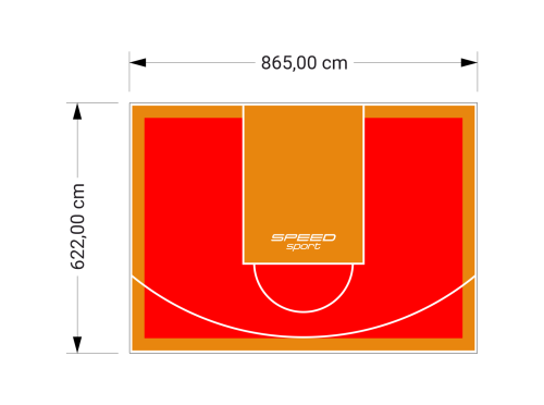 54M2/622X865CM CZERWONO-POMARAŃCZOWE BOISKO DO KOSZYKÓWKI SPEEDSPORT HEXA POWER PRO