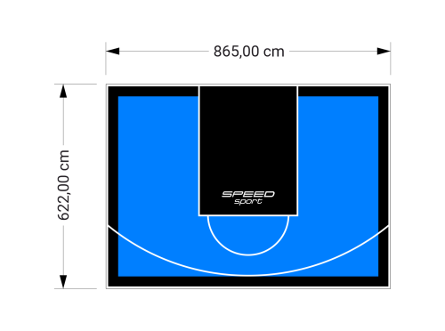 54M2/622X865CM BŁĘKITNO-CZARNE BOISKO DO KOSZYKÓWKI SPEEDSPORT HEXA POWER PRO