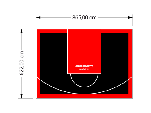 54M2/622X865CM CZARNO-CZERWONE BOISKO DO KOSZYKÓWKI SPEEDSPORT HEXA POWER PRO