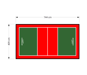 30M2/744X409CM ZIELONO-CZERWONE BOISKO DO SIATKÓWKI SPEEDSPORT HEXA POWER PRO