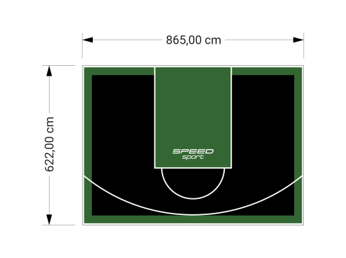 54M2/622X865CM CZARNO-ZIELONE BOISKO DO KOSZYKÓWKI SPEEDSPORT HEXA POWER PRO