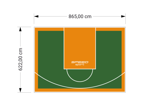 54M2/622X865CM ZIELONO-POMARAŃCZOWE BOISKO DO KOSZYKÓWKI SPEEDSPORT HEXA POWER PRO