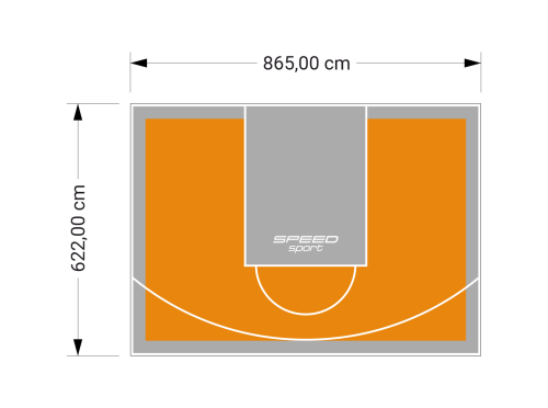 54M2/622X865CM POMARAŃCZOWO-SZARE BOISKO DO KOSZYKÓWKI SPEEDSPORT HEXA POWER PRO