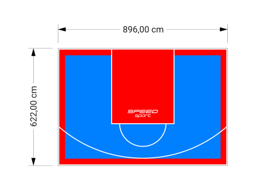 56M2/622X896CM BŁĘKITNO-CZERWONE BOISKO DO KOSZYKÓWKI SPEEDSPORT HEXA POWER PRO