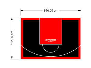 56M2/622X896CM CZARNO-CZERWONE BOISKO DO KOSZYKÓWKI SPEEDSPORT HEXA POWER PRO